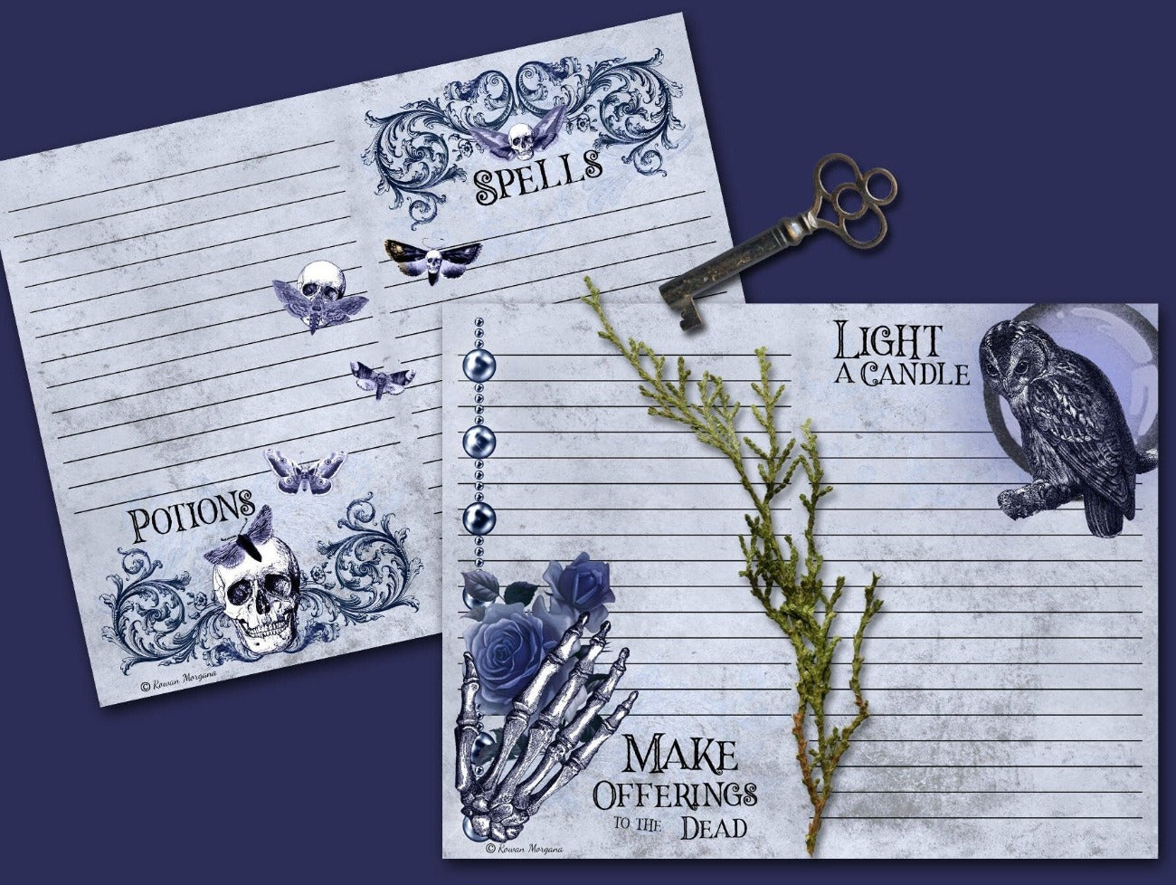 Potions, Spells, Light a Candle and Make an Offering to the Dead - SAMHAIN JUNK JOURNAL Kit Printable Pages - Morgana Magick Spell
