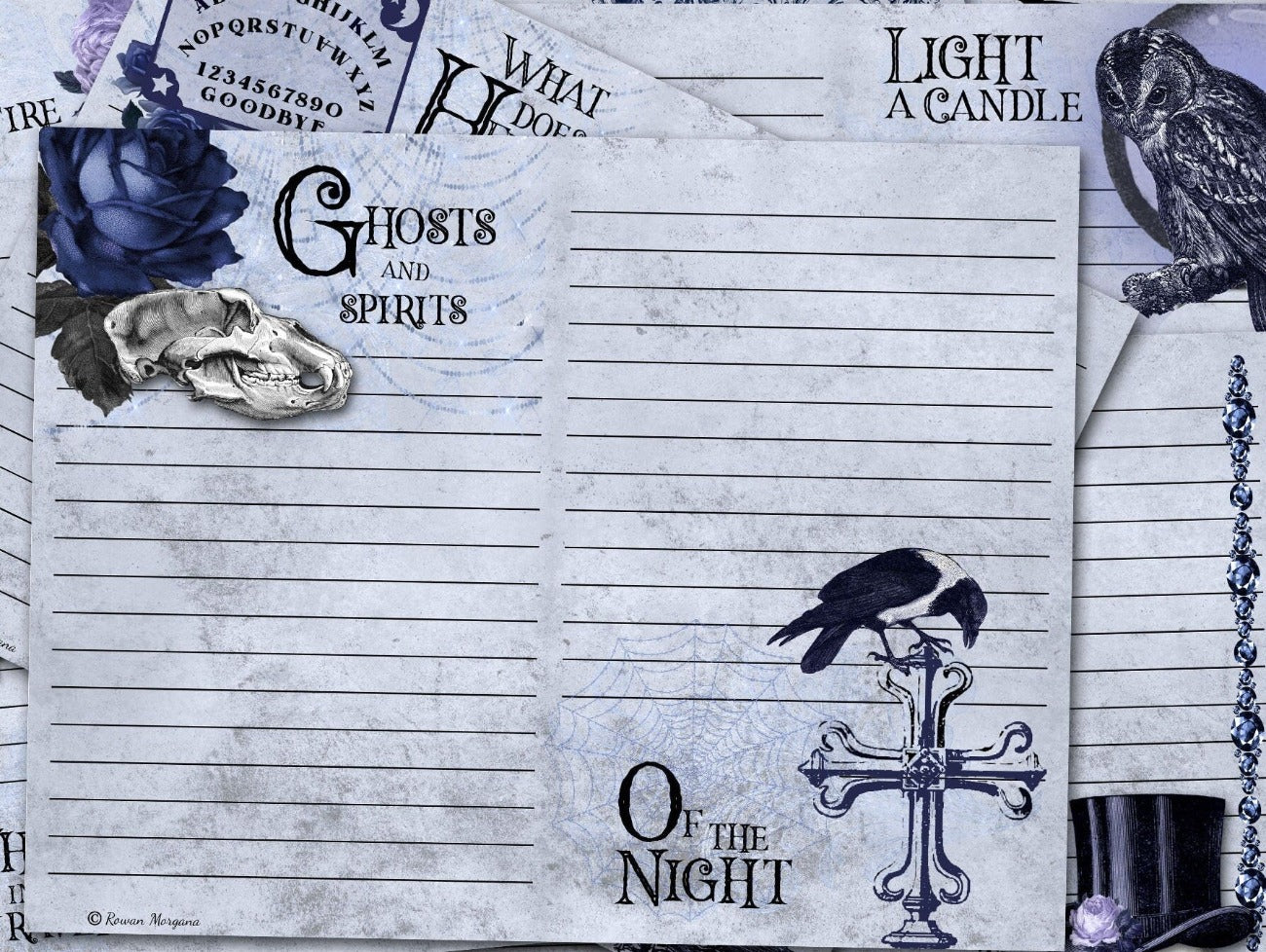 Ghosts and Spirits, Of the Night- SAMHAIN JUNK JOURNAL Kit Printable Pages - Morgana Magick Spell