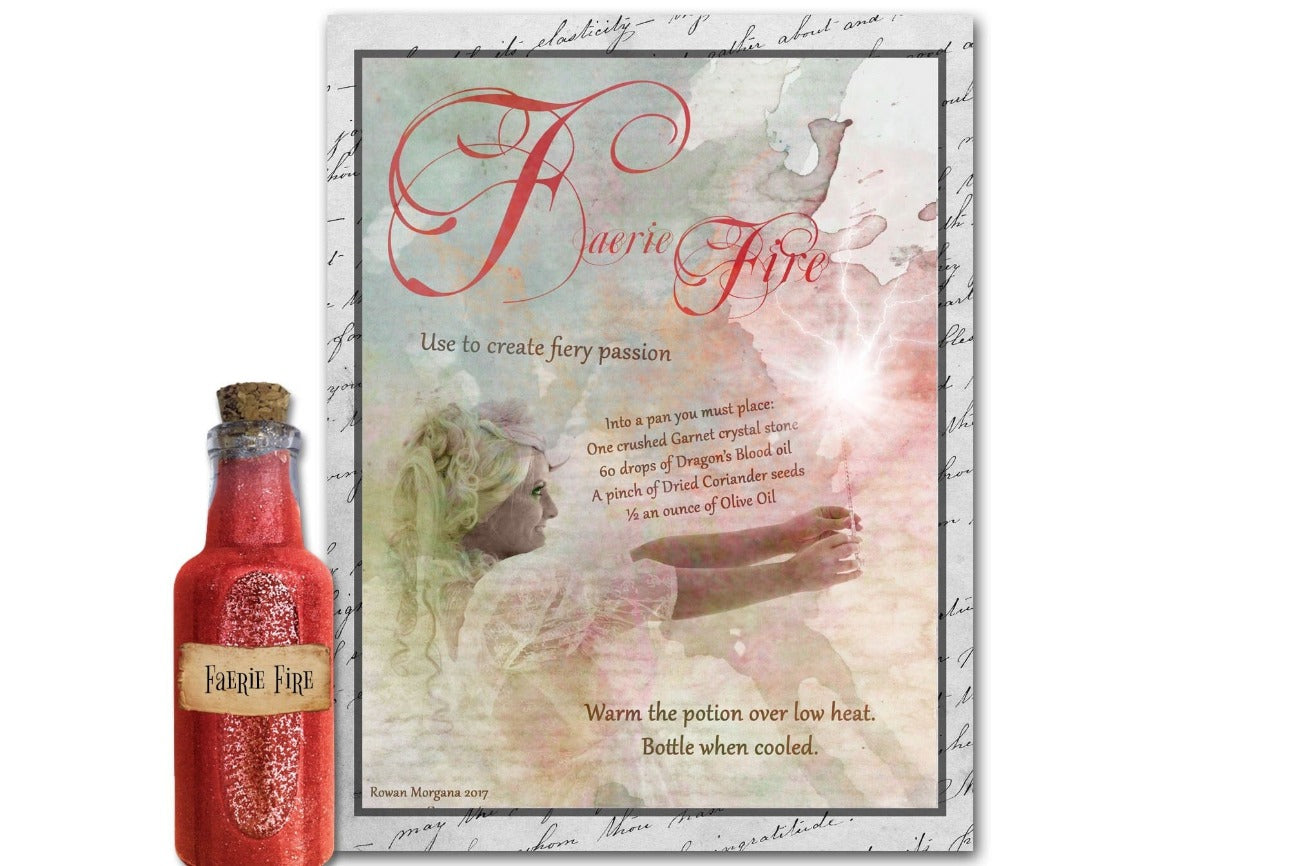 FAERIE FIRE POTION Recipe, Faery Magic Brew, Drinkable Spell, Realm of the Fey Potion, Fairy Drink Recipe, Green Witch Apothecary Printable - Morgana Magick Spell