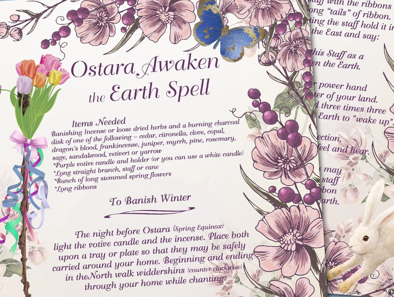 OSTARA BUNDLE, Closeup of Ostara Awaken the Earth spell to banish winter - Morgana Magick Spell