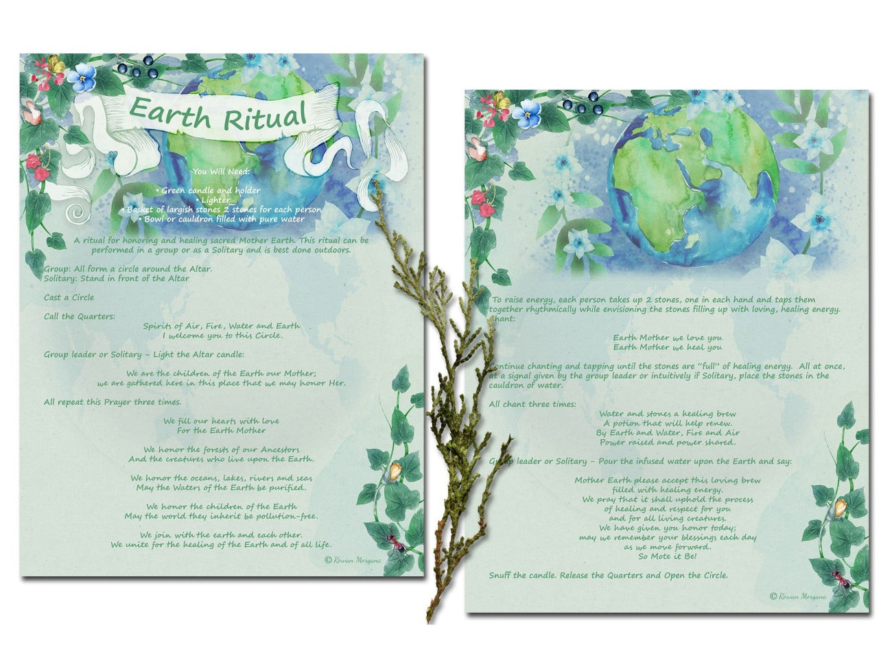 EARTH RITUAL 2 Printable Pages, To Honor and Heal Mother Earth Especially on Earth Day, Suitable for Solitary or Group Magic - Morgana Magick Spell