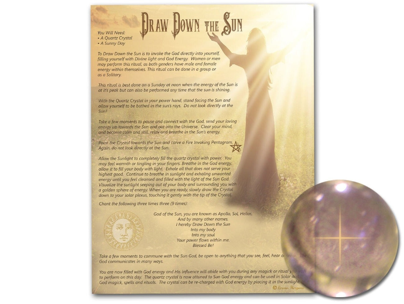 DRAW DOWN SUN Wicca Solar Energy Ritual Printable Page - Morgana Magick Spell