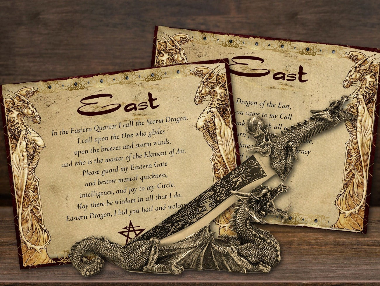 DRAGON CALL the QUARTERS, EAST Calling and Dismissal Cards - Morgana Magick Spell