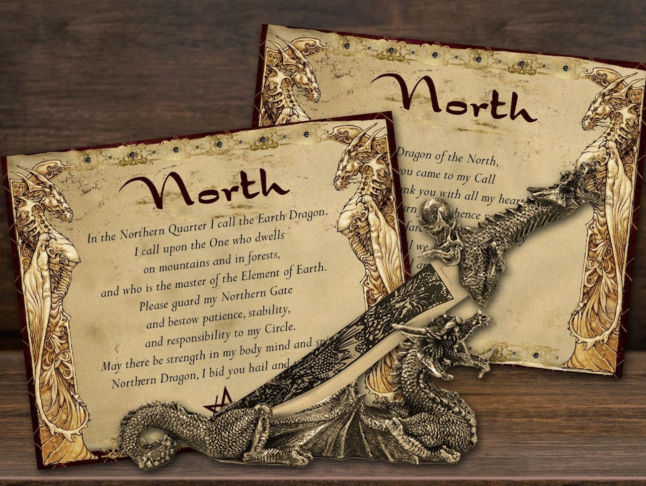 DRAGON CALL the QUARTERS, NORTH Calling and Dismissal Cards - Morgana Magick Spell