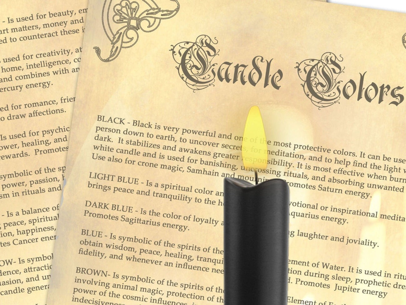 CANDLE COLOR CORRESPONDENCES 2 Pages, Wicca Candle flame, Magic intention rituals meditation & spells, Printable Spellbook, Beginner Witch - Morgana Magick Spell