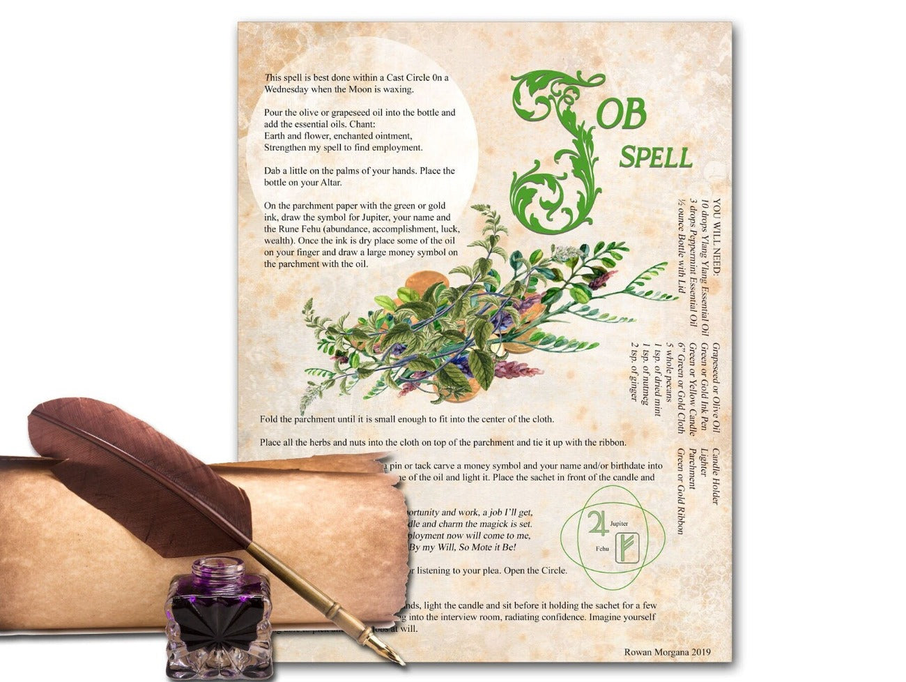 JOB SPELL, Get a Job Employment, Career Magic Dream Job, Chant and Herbs, Real Wicca Witchcraft Magic Spell, Find a Job Printable, Mojo Bag - Morgana Magick Spell