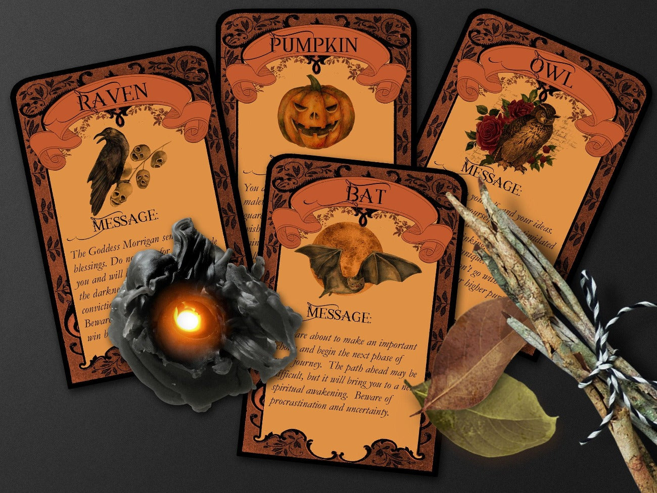 SAMHAIN ORACLE CARDS, Digital Download, Tarot Cards Print at Home, Samhain Tarot Reading, Halloween Tarot Printable, Halloween Party Favor- Morgana Magick Spell