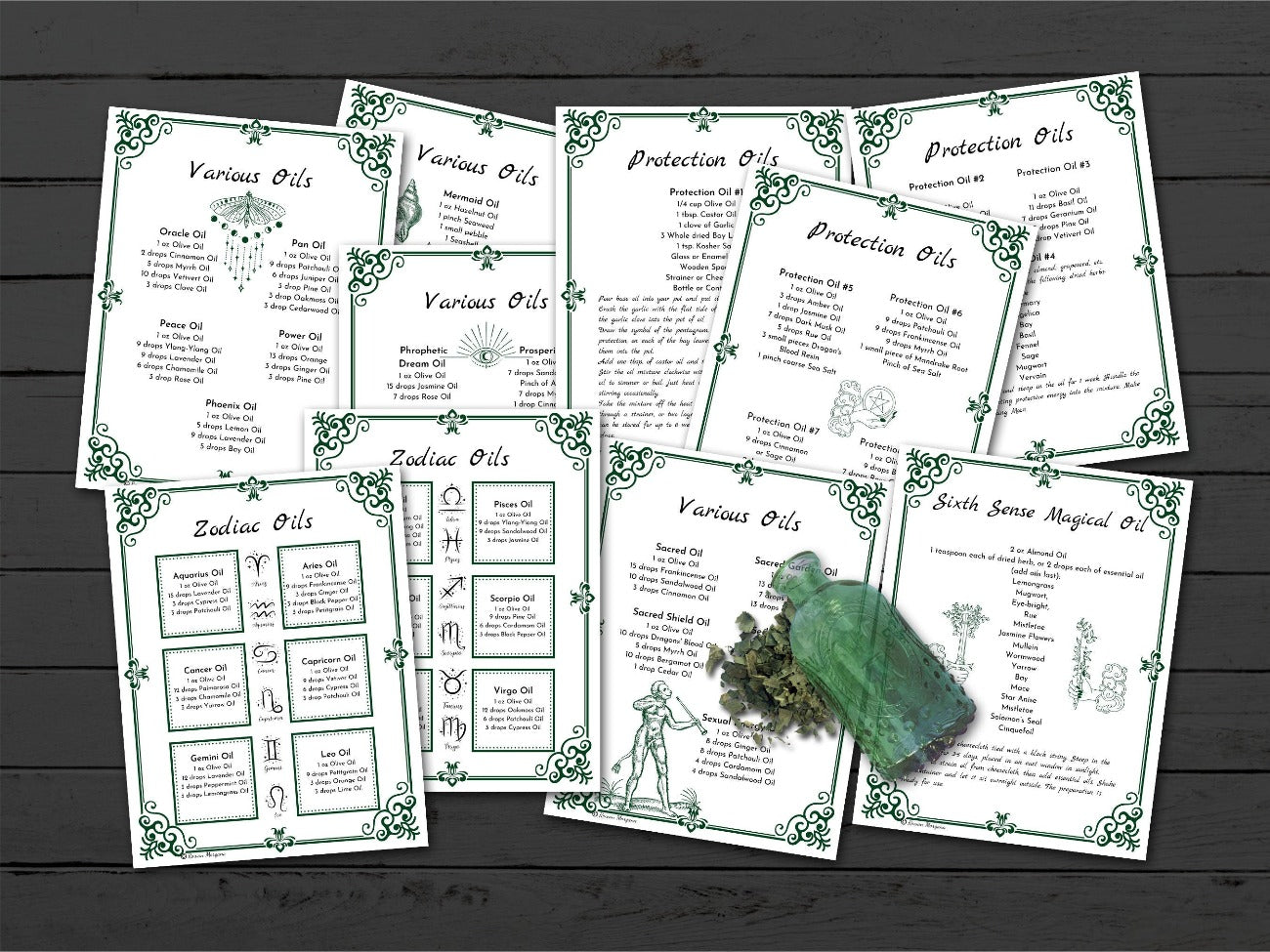 MAGIC SPELL OILS Bundle, 53 Pages with over 180 Recipes - Morgana Magick Spell