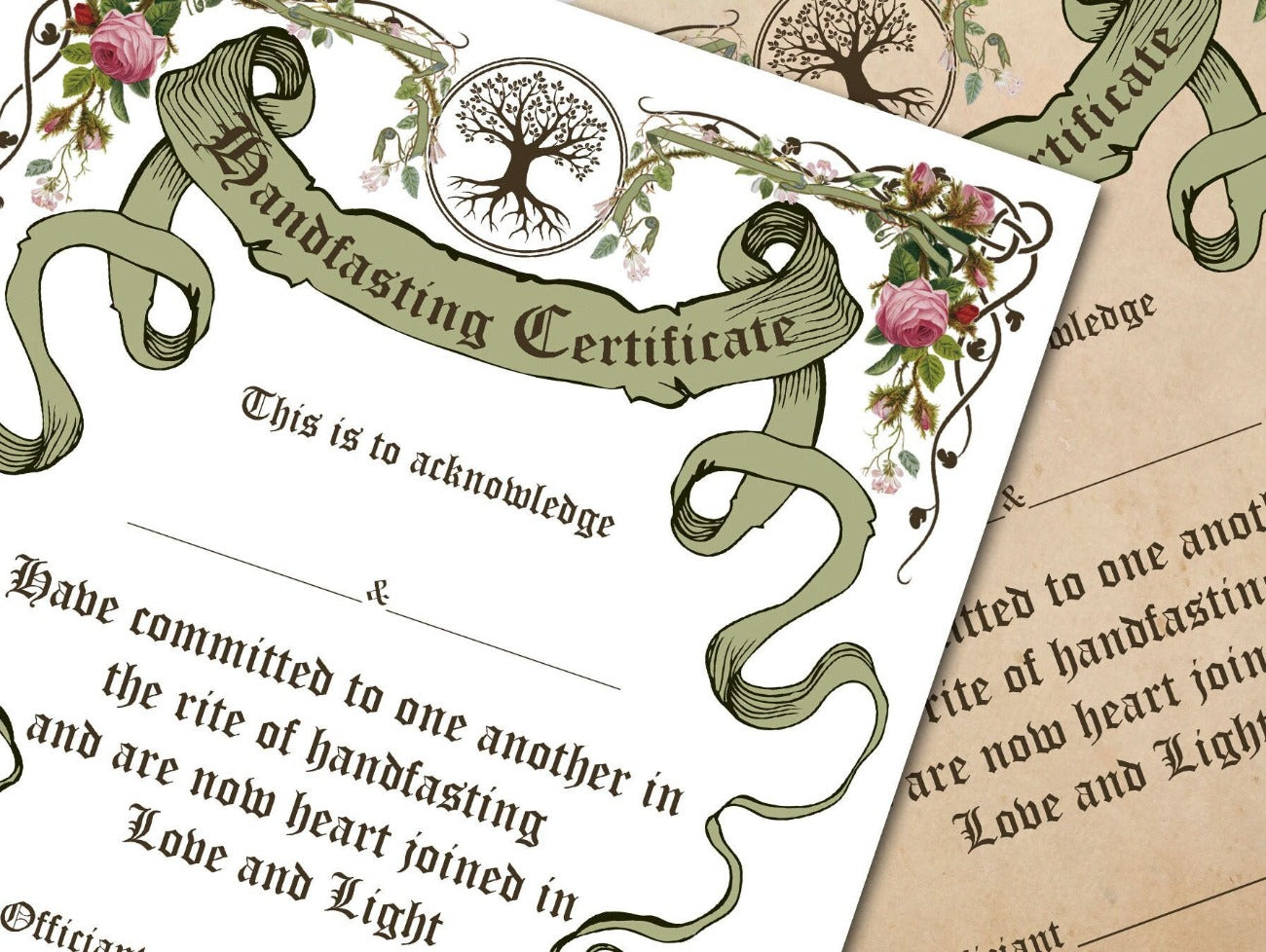 HANDFASTING CERTIFICATE, Printable Witchcraft Wiccan, Celtic, Pagan Wedding Ritual, Handfasting Vows, Rite of Handfasting, Wicca Marriage - Morgana Magick Spell