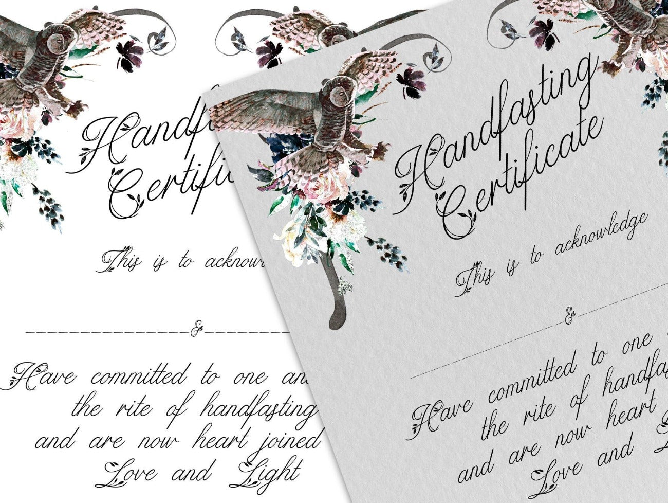 OWL HANDFASTING CERTIFICATE, Printable Wicca Pagan Wedding Certificate, Pagan Marriage Ritual, Jump the Broom, Witchcraft Cord Binding Vows - Morgana Magick Spell
