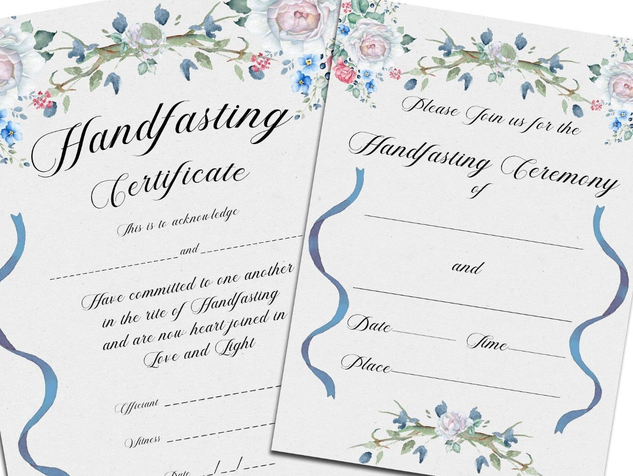 ELEGANT HANDFASTING Certificate and Invitation, Printable Instant Download- Morgana Magick Spell