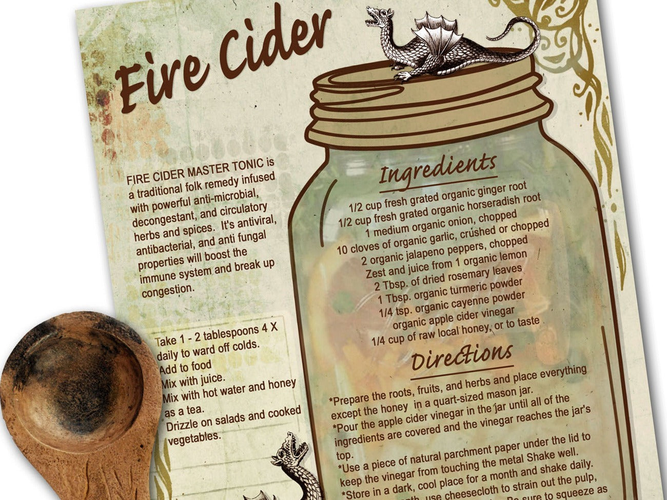 FIRE CIDER RECIPE, Master Health Tonic, Herbal Folk Remedy, Immunity Booster, Kitchen Witch Recipe, Wicca Witch Health Tonic, Witchcraft - Morgana Magick Spell