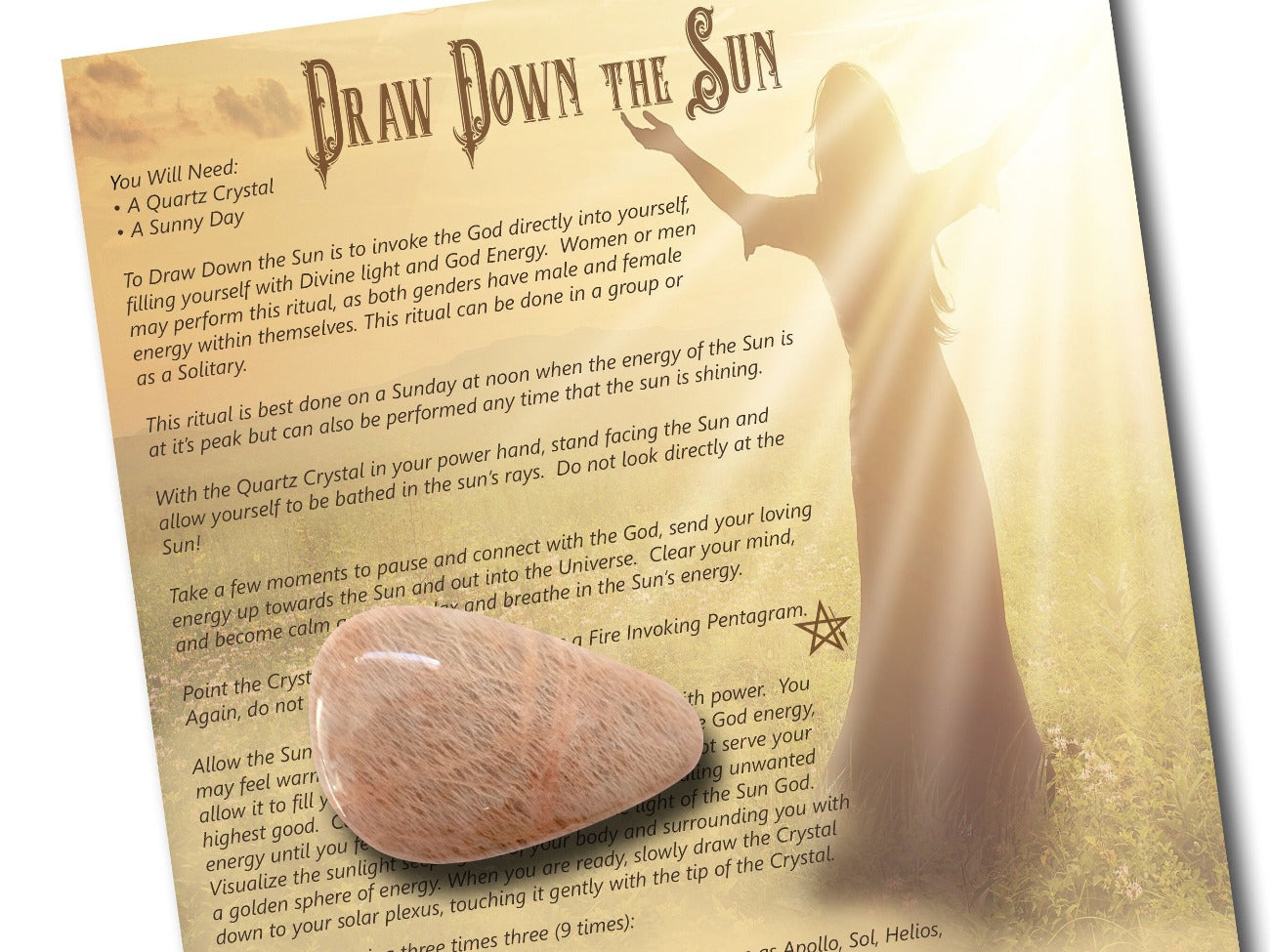 Close-up view DRAW DOWN SUN Wicca Solar Energy Ritual Printable Page - Morgana Magick Spell
