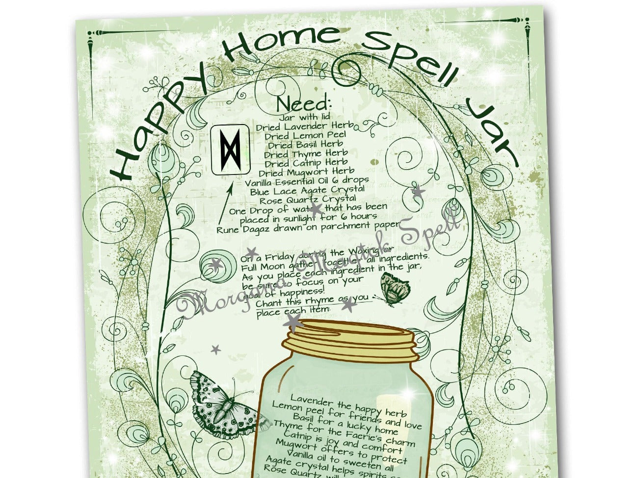 HAPPY HOME JAR, Witch Herb Protection, Witchcraft Spell Bottle Magic, Wicca Happiness Herb Charm, Housewarming Gift, Kitchen Witch Recipe - Morgana Magick Spell