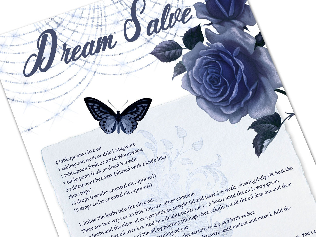LUCID DREAMING SALVE Recipe, Astral Projection, Sleep Potion with Mugwort Wormwood & Vervain, Spirit Dreamer, Printable Wicca Dream Journal - Morgana Magick Spell