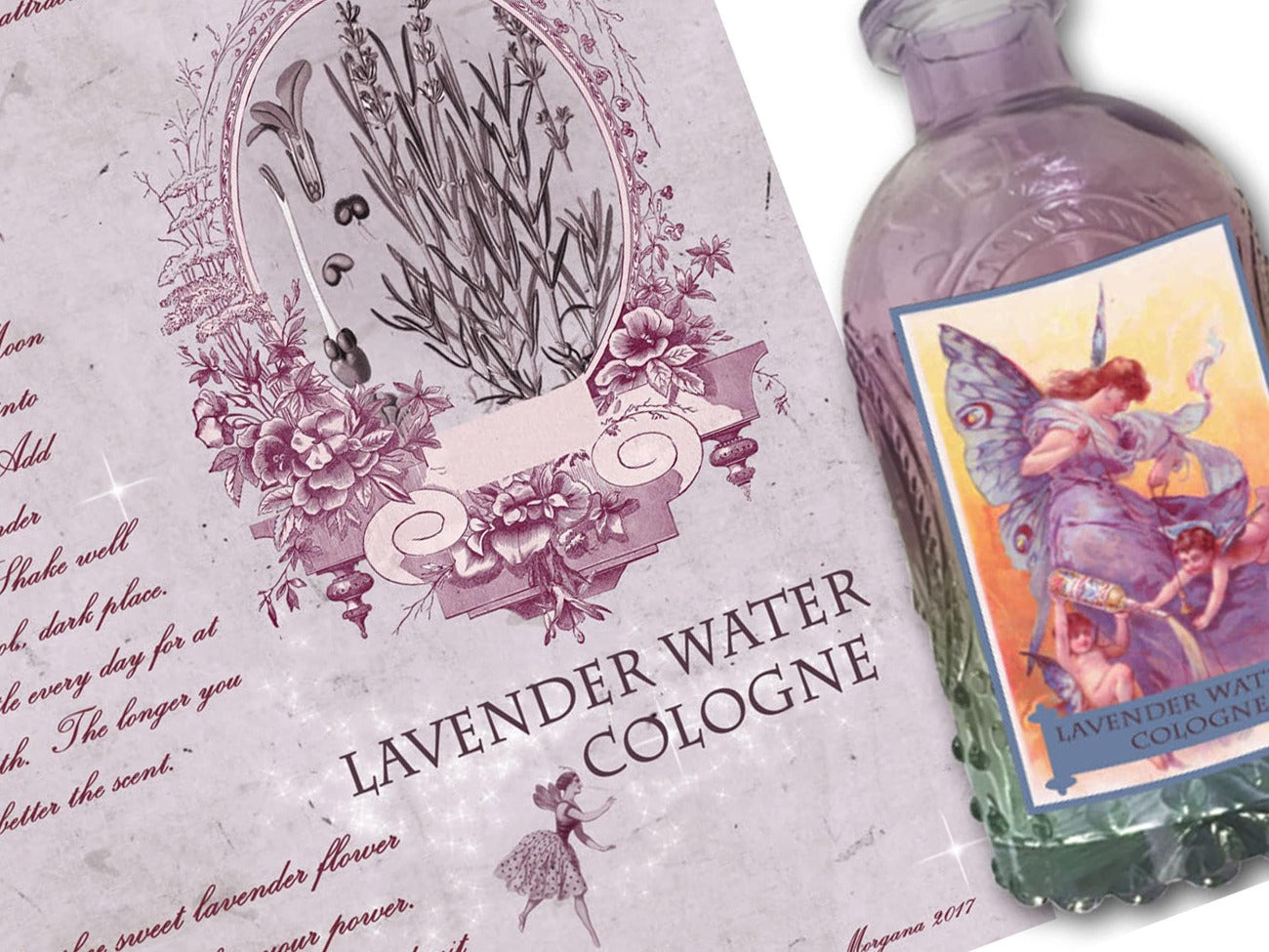 LAVENDER WATER COLOGNE, Recipe & Labels, Wicca Perfume Apothecary, Green Witch Witchcraft Aromatherapy, Kitchen Witch Herbal Apothecary - Morgana Magick Spell