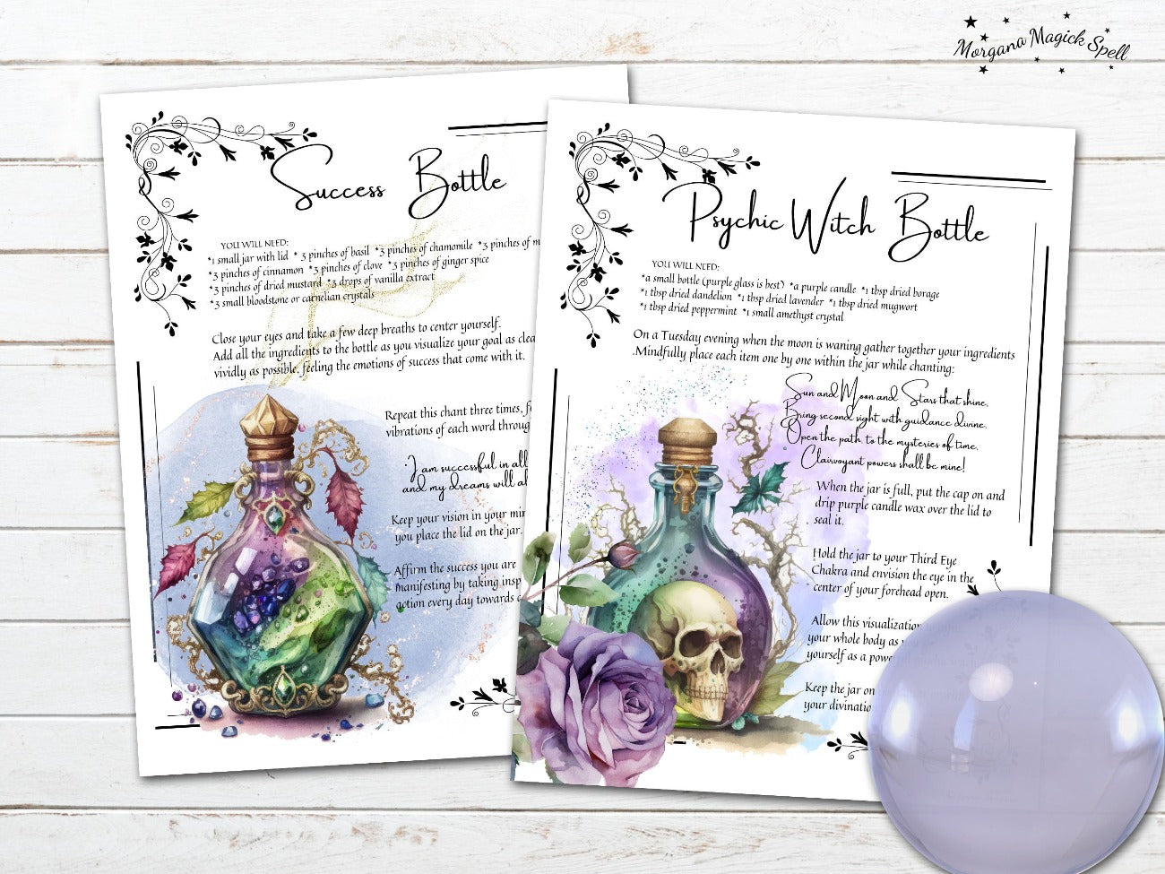 Wicca Witchcraft Spell Bottle Recipes printable bundle by Morgana Magick Spell.