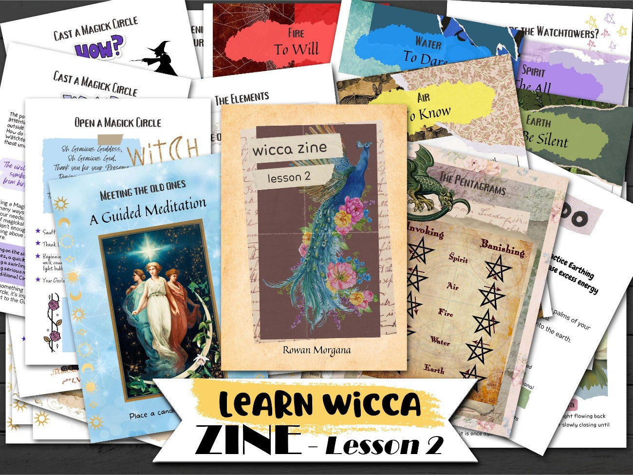 Learn Wicca Zine lesson 2 - 32 zine style pages - Morgana Magick Spell