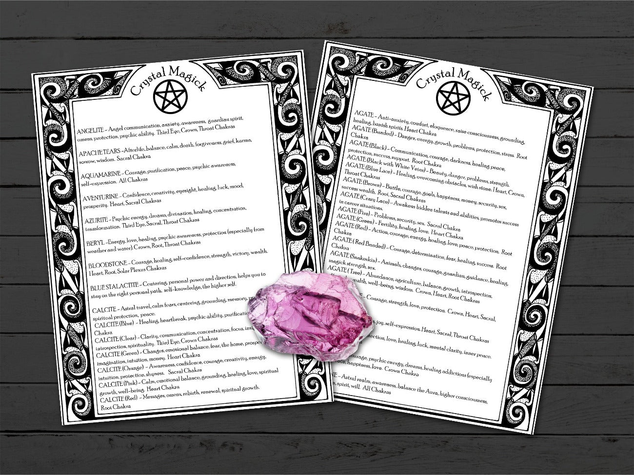 CRYSTAL MAGICK 2 pages shown with the optional white background - Morgana Magick Spell