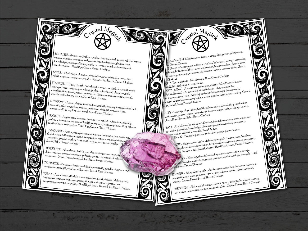CRYSTAL MAGICK 2 pages shown with the optional white background - Morgana Magick Spell