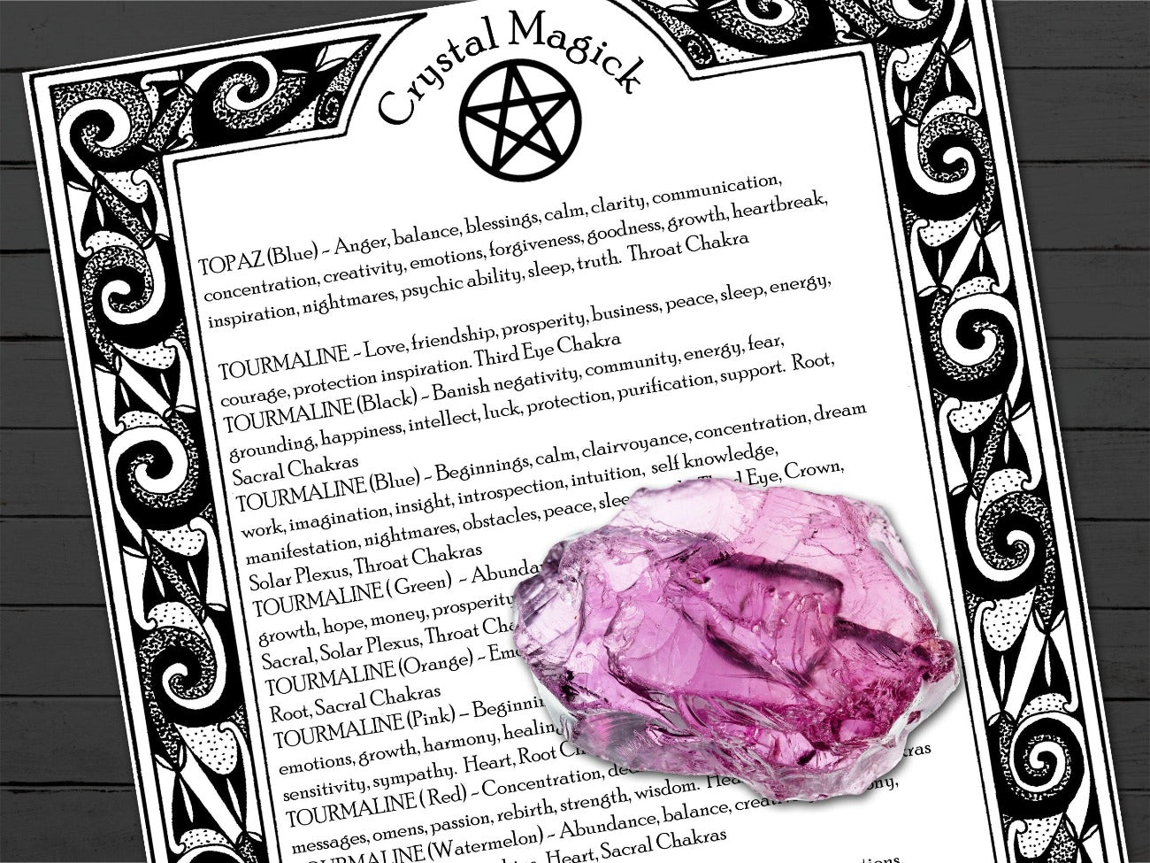 CRYSTAL MAGICK 1 page shown with the optional white background - Morgana Magick Spell