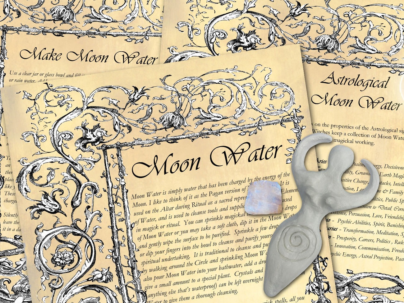 MOON WATER Recipe, 3 Pages Digital Download, Wicca Water Blessing, How to Make Moon Water, Moon Water Potion, Lunar Water, Wicca Holy Water - Morgana Magick Spell