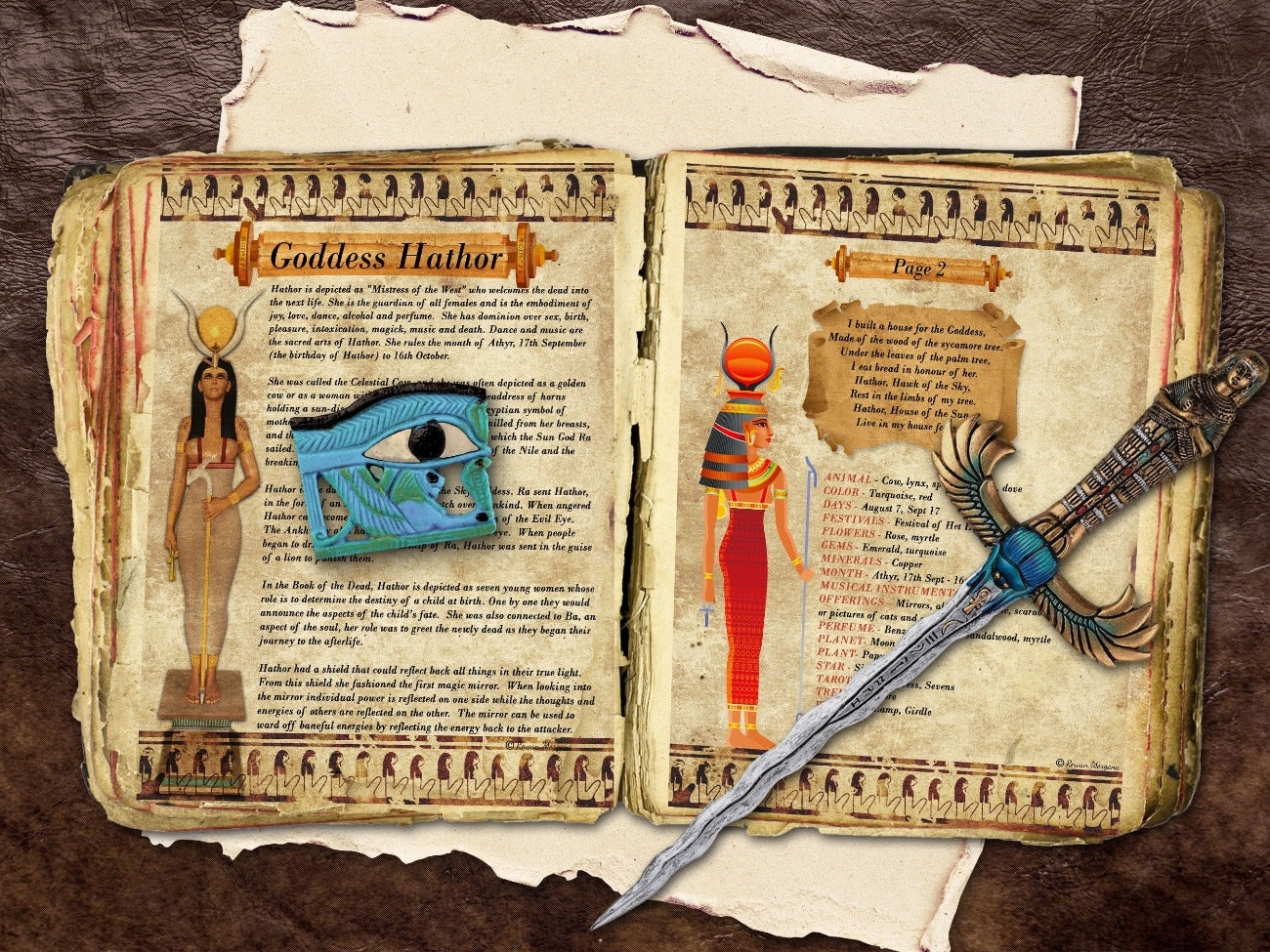 GODDESS HATHOR 4 Pages, Egyptian Goddess Magic Correspondences, Hathor Prayer Chant Mythology, Cow Deity, Altar Guide, Printable Grimore - Morgana Magick Spell