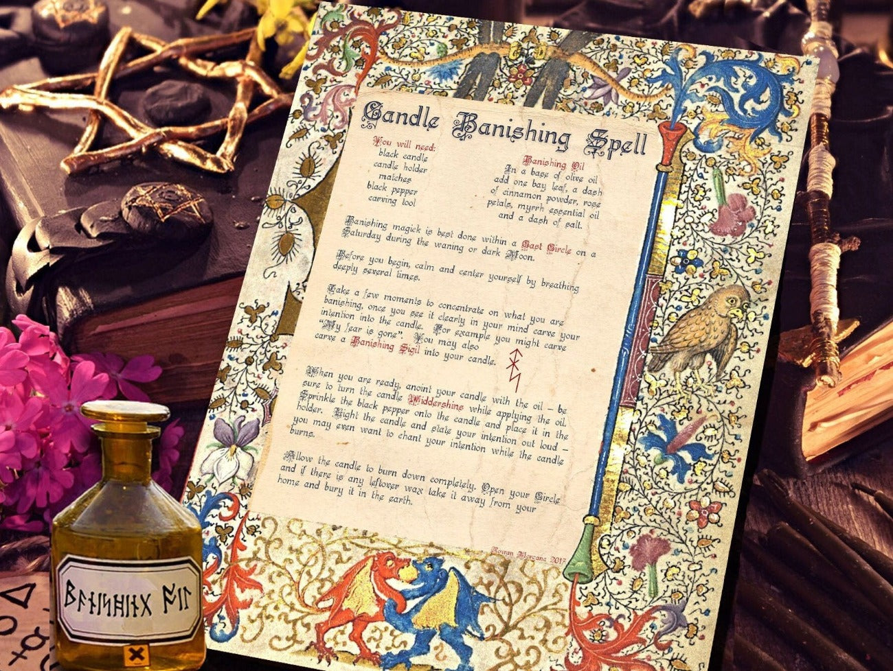 CANDLE BANISHING SPELL, Charmed Style Printable, Includes Recipe for Banishing Oil, Wicca Cleansing, Witchcraft Anti Hex Spell - Morgana Magick Spell