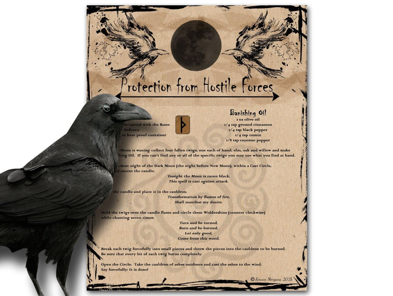 PROTECTION SPELL, Against Hostile Forces, Banish Negativity, Dark Moon Magic, Anti Hex Witchcraft Wicca Protection, Clearing Evil Printable - Morgana Magick Spell