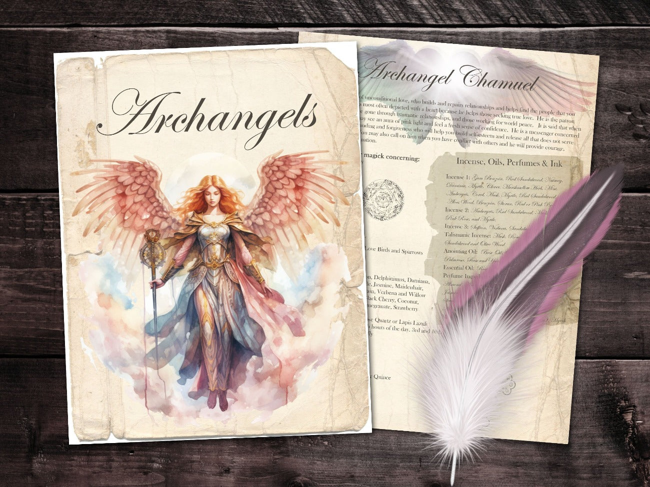 7 ARCHANGELS Bundle 8 Pages, Solomon Seal, Gabriel Raphael Michael, angel gift, Angel Assisted Healing, Angel Message Blessing Printable - Morgana Magick Spell