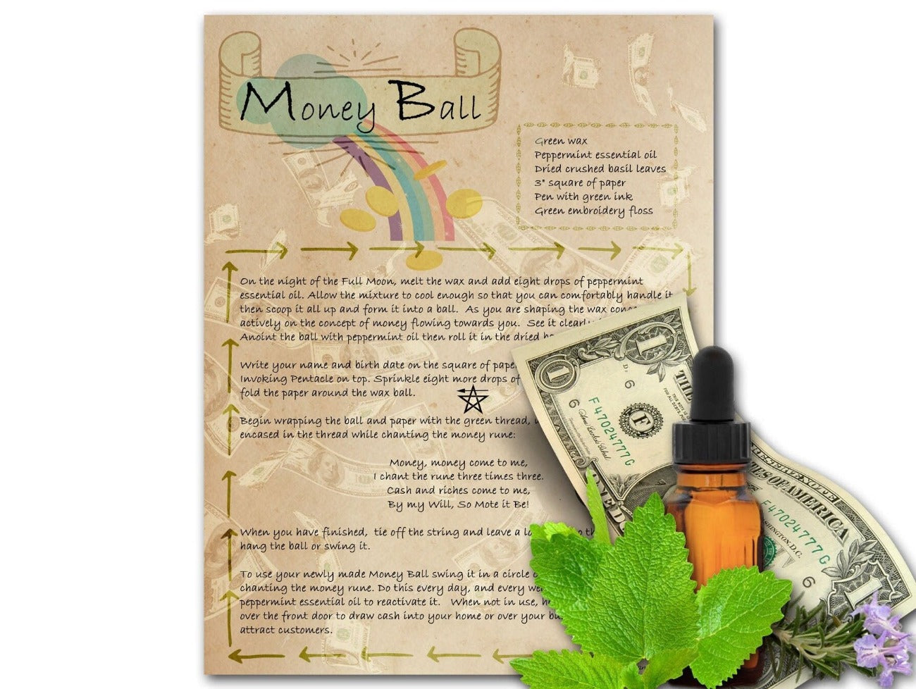 MONEY BALL a Spell of Riches, Melted Wax Spell for Prosperity, Wicca Candle Magic, Witchcraft Abundance Ritual, Gain Wealth Money Spell BOS - Morgana Magick Spell