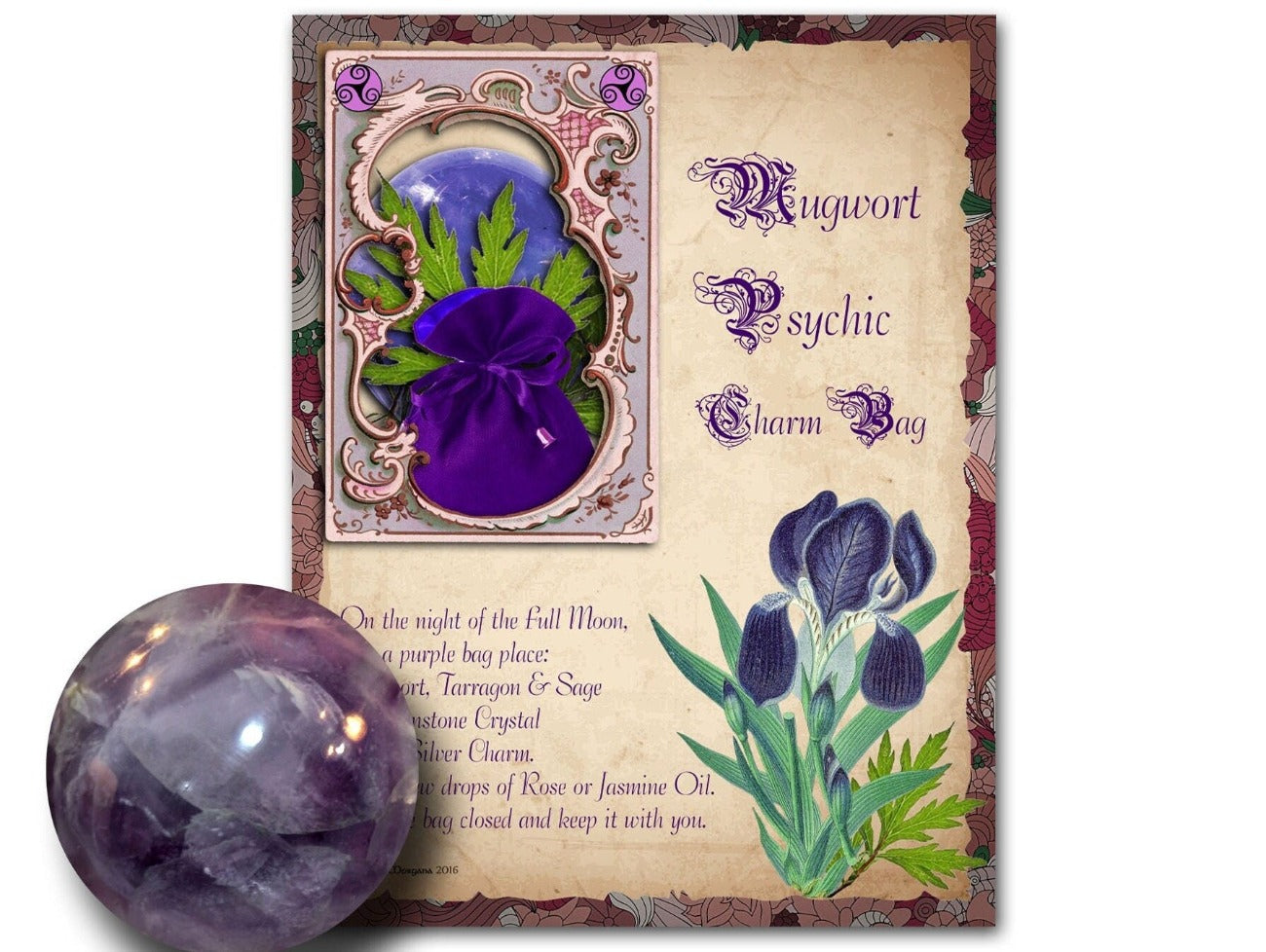 MUGWORT PSYCHIC Charm Bag, Recipe Spell, Apothecary Green Witchcraft, Wicca Witch Psychic Clairvoyant Spell Printable for your Grimoire - Morgana Magick Spell