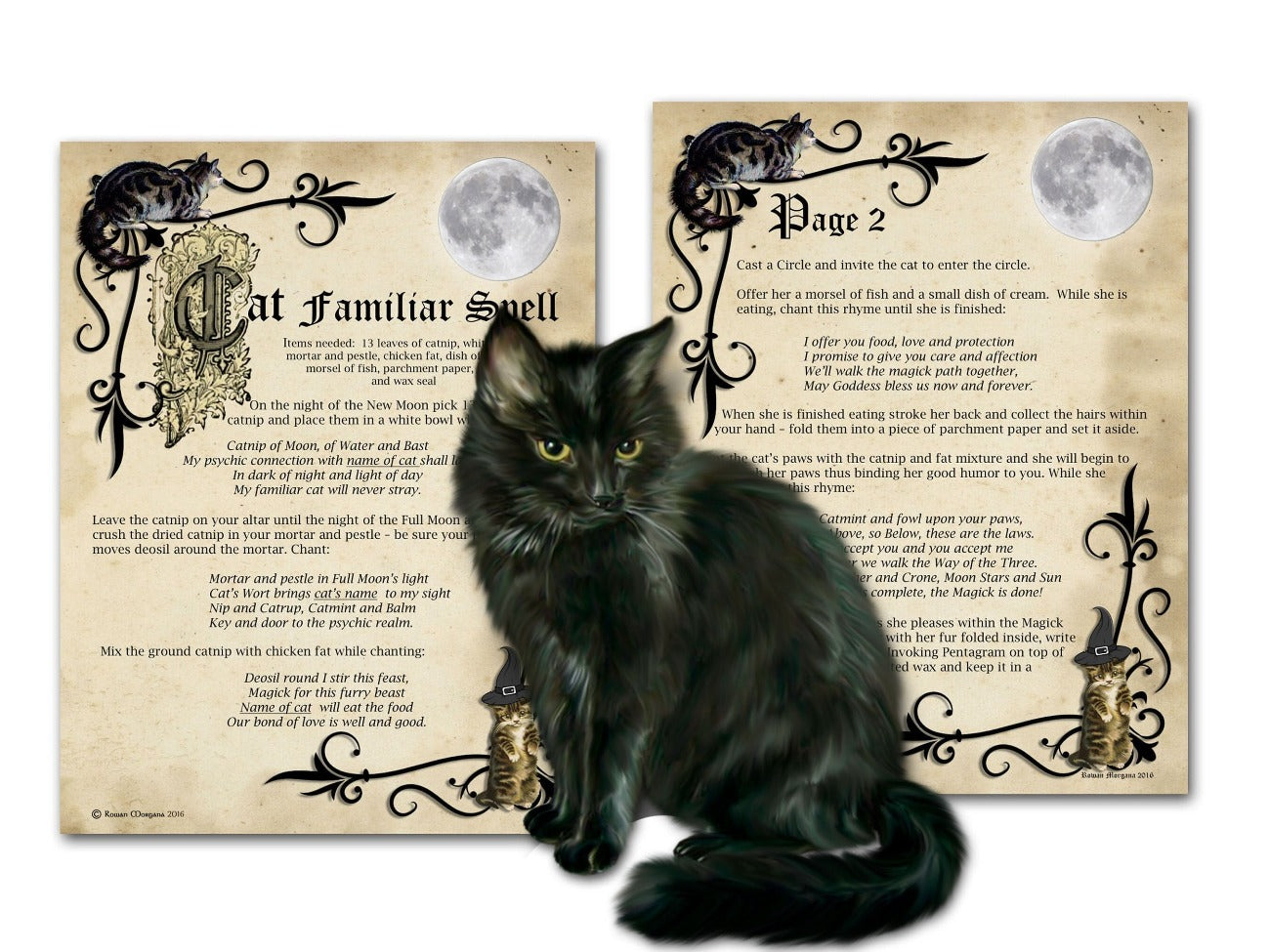 CAT FAMILIAR SPELL 2 Pages, Get a Cat Familiar, Witchcraft Animal Spirit Totem Guide, Pet Magic, Spirit Helper, Shaman Shape-Shifter - Morgana Magick Spell
