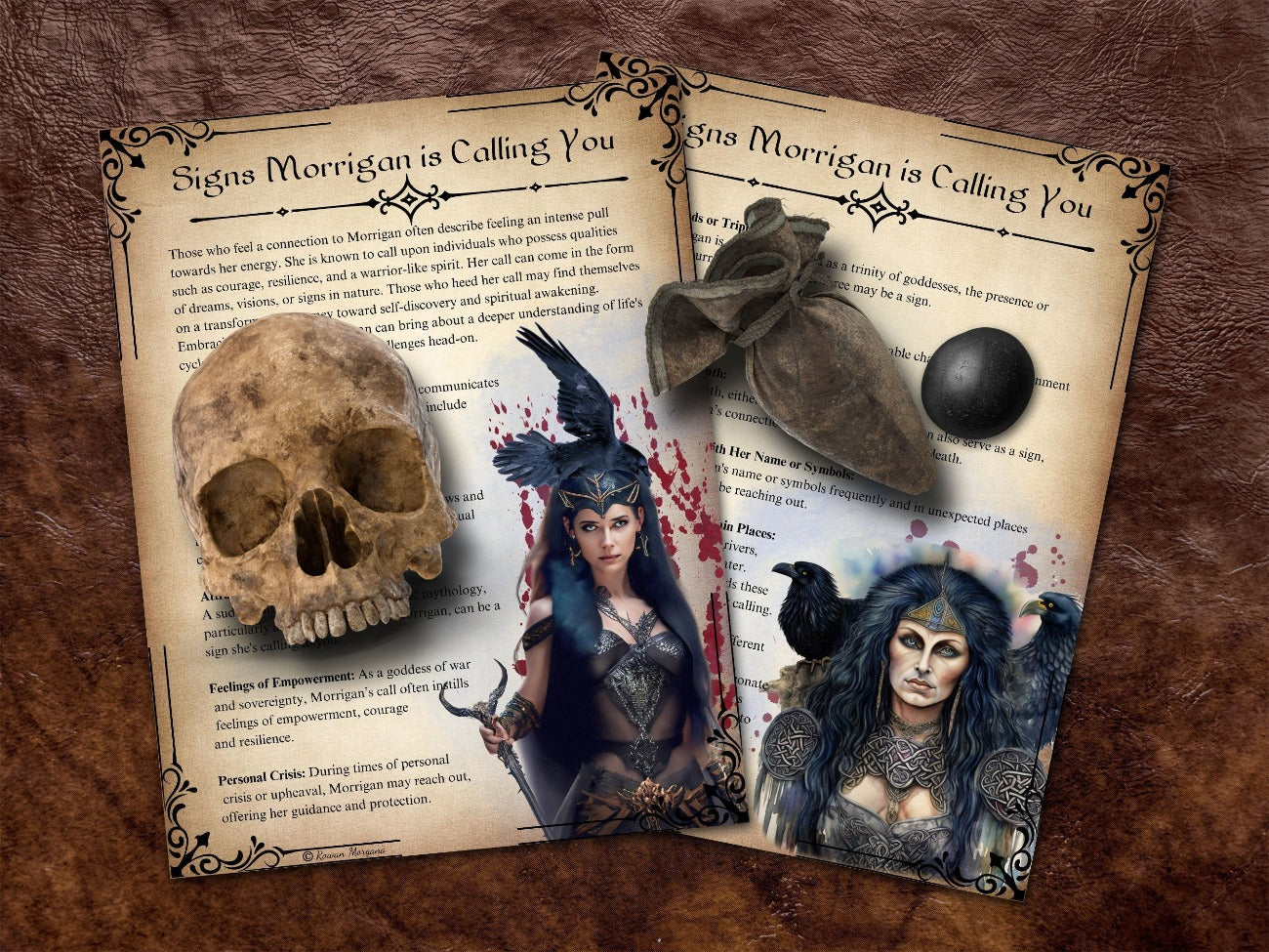 Signs the Morrigan is Calling You, 2 Printable Spell Book pages, Celtic Mythology Raven Diety, Wicca Dark Goddess Samhain Grimoire, Halloween Altar Prayers - Morgana Magick Spell