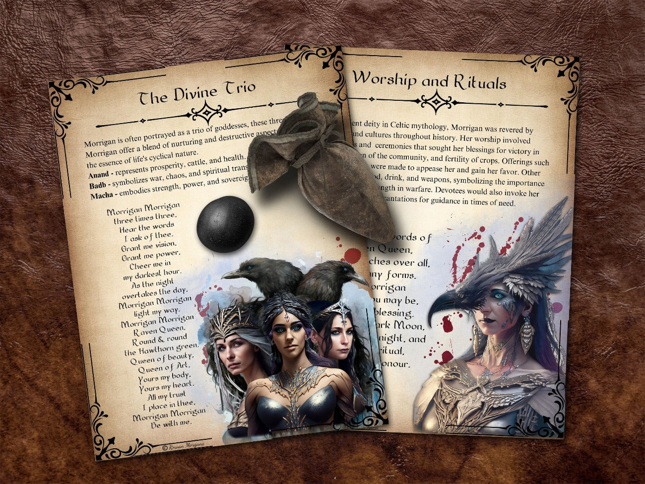 The Divine Trio and Morrigan Worship and Rituals, Printable Spell Book pages, Celtic Mythology Raven Diety, Wicca Dark Goddess Samhain Grimoire, Halloween Altar Prayers - Morgana Magick Spell