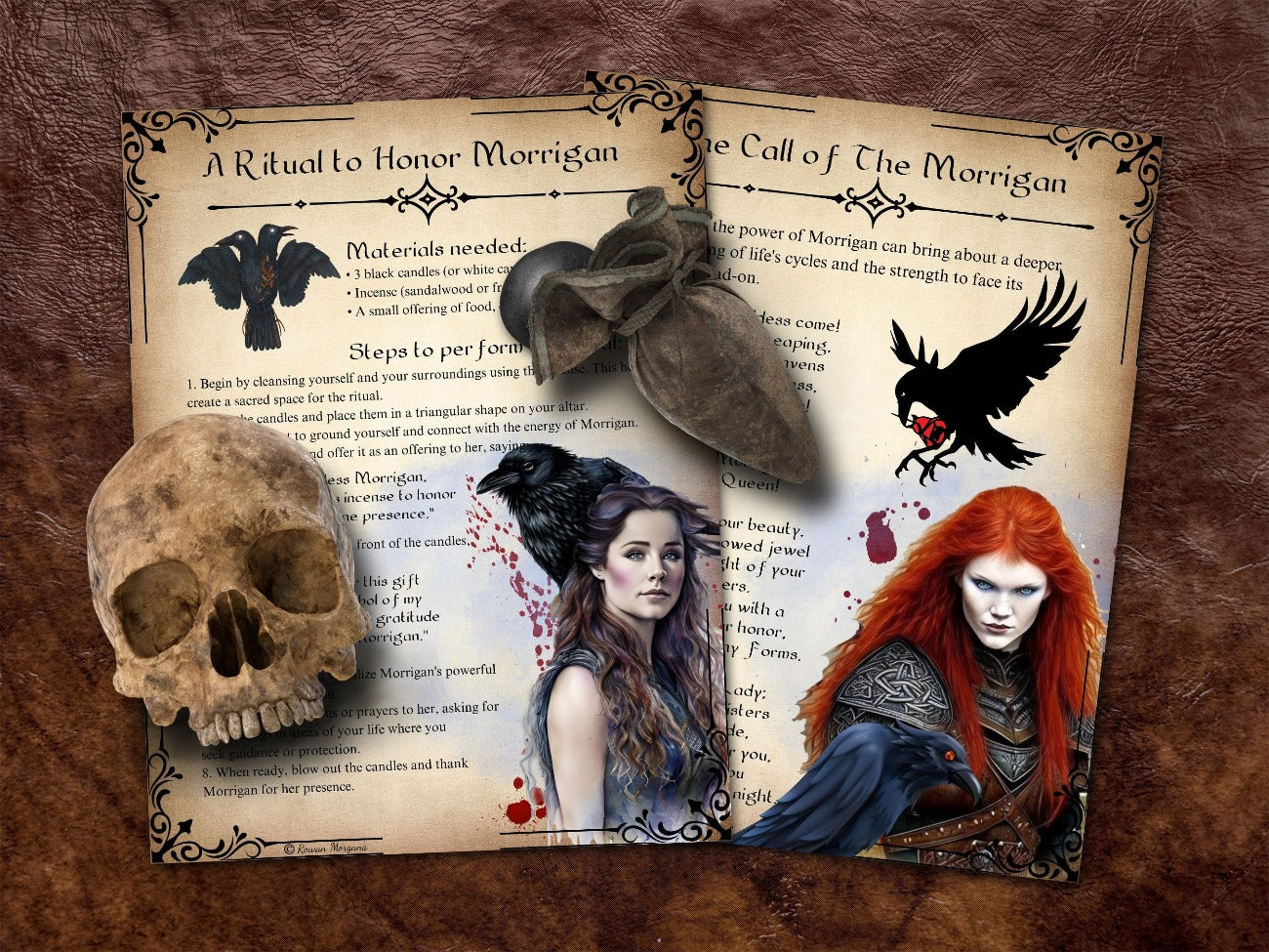 A Ritual to Honor Morrigan and The Call of the Morrigan, Printable Spell Book pages, Celtic Mythology Raven Diety, Wicca Dark Goddess Samhain Grimoire, Halloween Altar Prayers - Morgana Magick Spell