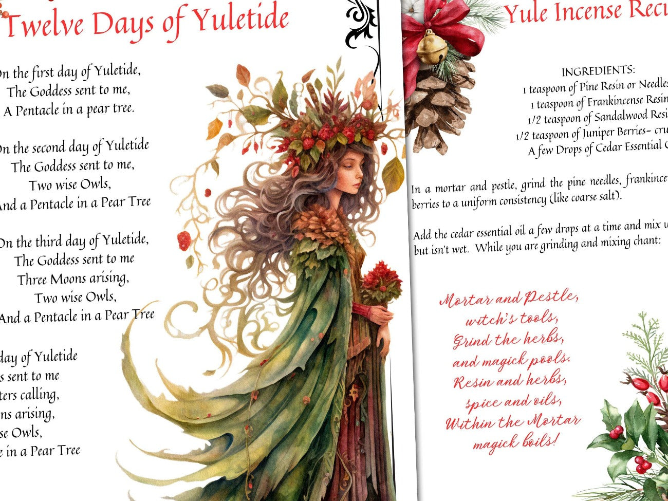 YULE WINTER SOLSTICE Bundle, 52 pages with Witch Sabbat Planner, Printable winter magic celebrations for your Wicca Pagan Solstice Grimore - Morgana Magick Spell