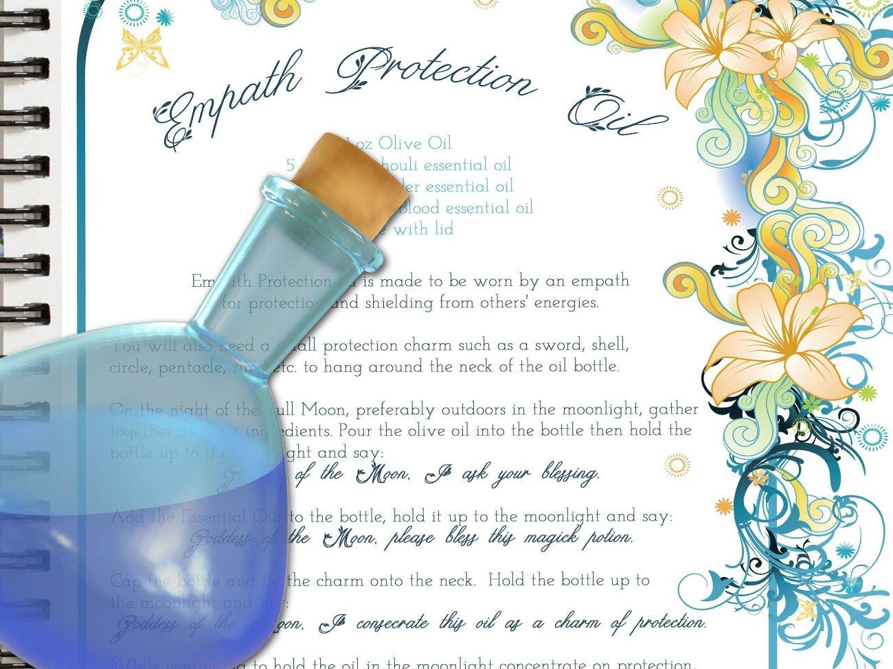 EMPATH PROTECTION OIL, hypersensitivity, protection oil blend, balance negative energy, protective shield, printable recipe, well-being - Morgana Magick Spell
