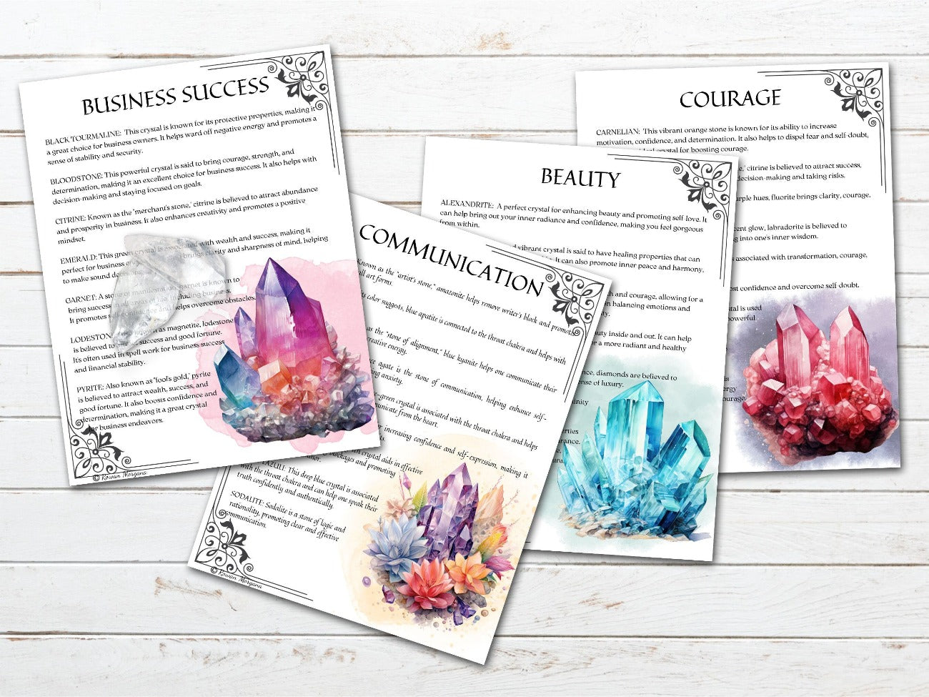 CRYSTAL MAGICK, Business Success, Communication, Beauty & Courage Printable pages - Morgana Magick Spell