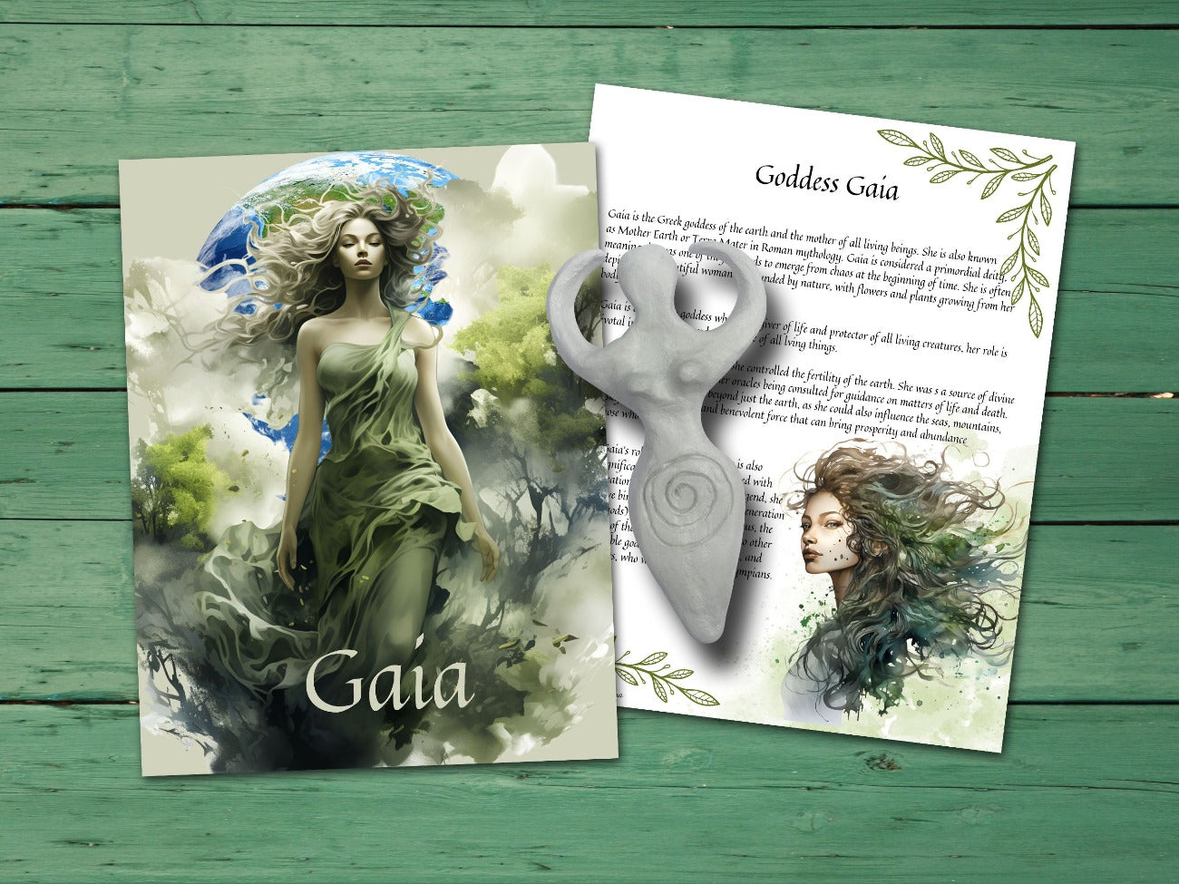 GODDESS GAIA, 2 Printable spellbook pages, Gaia Title page and Goddess Gaia general information page - Morgana Magick Spell