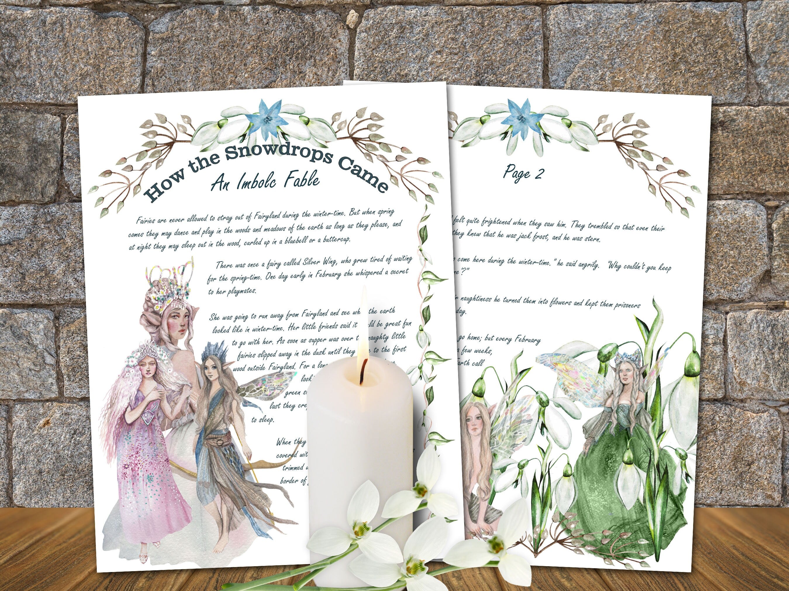 IMBOLC BUNDLE, How the Snowdrops Came, an Imbolc Fairy Fable - Morgana Magick Spell