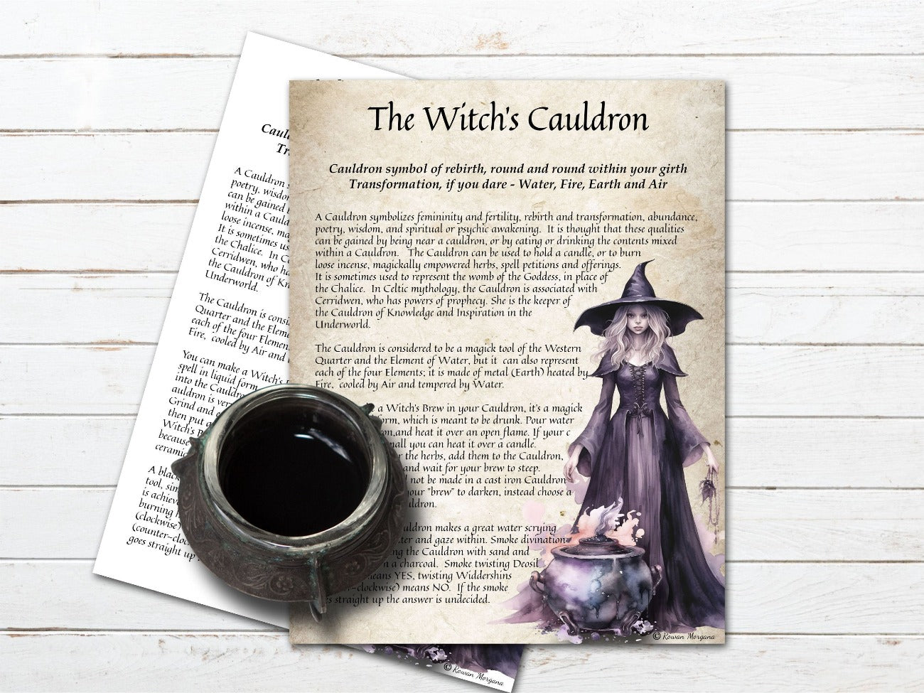 THE WITCHS CAULDRON, Make Magic Potions, Do Rituals and Spellcasting, Harness the energy of fertility and rebirth, Printable spellbook page - Morgana Magick Spell