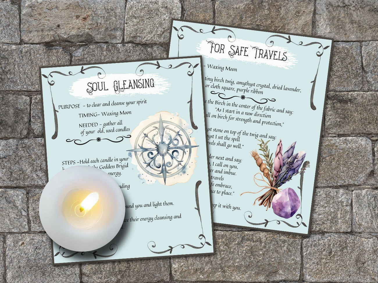 IMBOLC SPELL CARDS, Soul Cleansing and Safe Travel Cards - Morgana Magick Spell