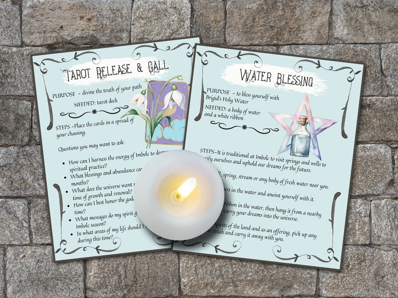 IMBOLC SPELL CARDS, Tarot Release and Water Blessing Cards - Morgana Magick Spell