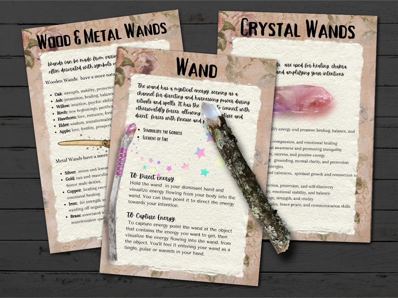 WICCA ZINE Lesson 6 - Wand overview, Wood and Metal Wands and Crystal Wands pages - Morgana Magick Spell