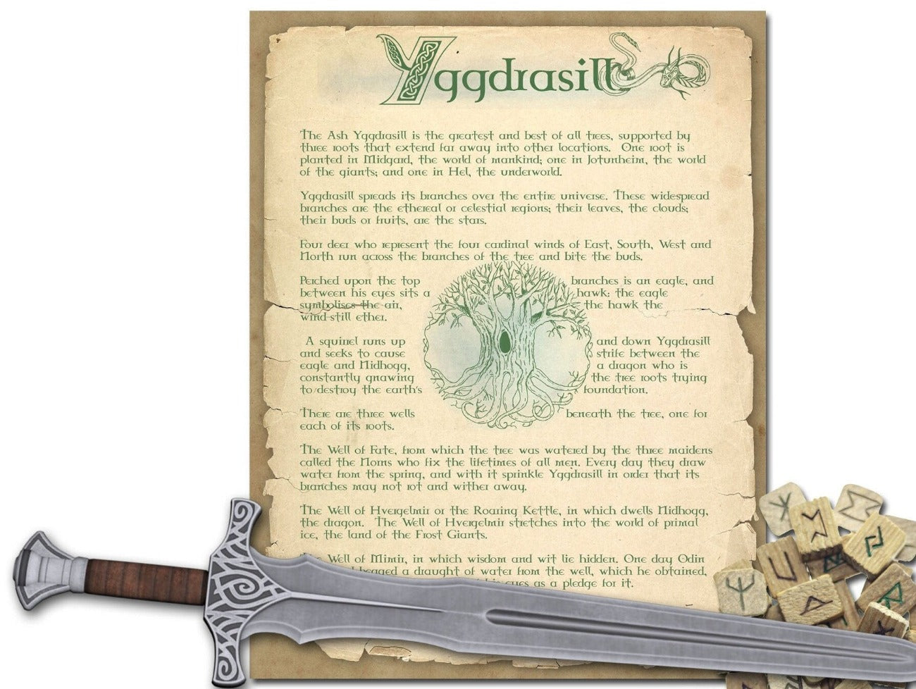 YGGDRASIL, Celtic World Tree Legend, Norse Mythology, Pagan Viking Sacred Tree, Nine Celtic Worlds, Witchcraft Odin Heathen Futhark Runes - Morgana Magick Spell