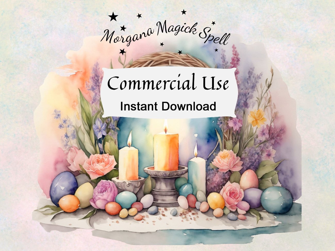 OSTARA GODDESS CLIPART, Fantasy Easter Spring Graphics, Equinox Sabbat Grimoire, Watercolor Art, Commercial Use, Goddess Gift, 27 pngs - Morgana Magick Spell