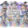 LIL BELTANE WITCHY, Commercial License Clipart, Fantasy Graphics, Pagan Sabbat, 7 png transparent files, Watercolor Witch Bundle, Witchy Art - Morgana Magick Spell