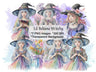 LIL BELTANE WITCHY, Commercial License Clipart, Fantasy Graphics, Pagan Sabbat, 7 png transparent files, Watercolor Witch Bundle, Witchy Art - Morgana Magick Spell