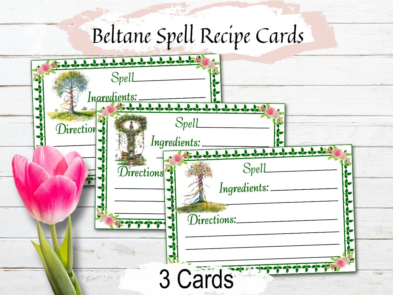 BELTANE SPELL CARDS, Record herbal recipes, crafts, apothecary potions, & traditional magic spells , Sabbat Altar - Morgana Magick Spell